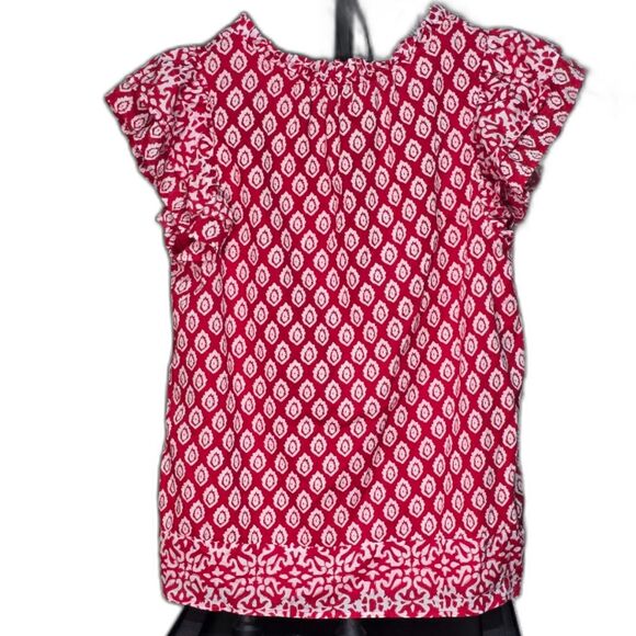 Vineyard Vines Lighthouse Red Tile Ruffle Top - Ruffle Sleeve - Size [M] - Picture 2 of 8